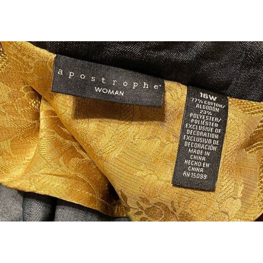 Apostrophe Blue Denim Gold Lined Pocketed Single Button Jacket Coat SZ 16W - Picture 5 of 11